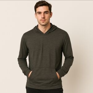 Kyodan Gray Thin Mens Kangaroo Pocket Hoodie Sz Med